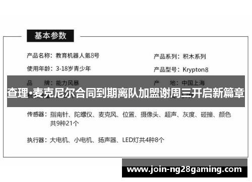 查理·麦克尼尔合同到期离队加盟谢周三开启新篇章 查理·麦克尼尔合同到期离队加盟谢周三开启新篇章